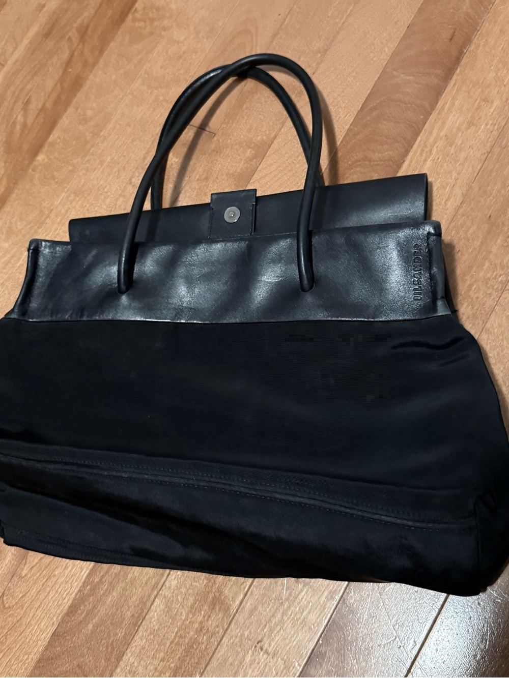 Jil Sander Black Mixed-Material Top-Handle Tote